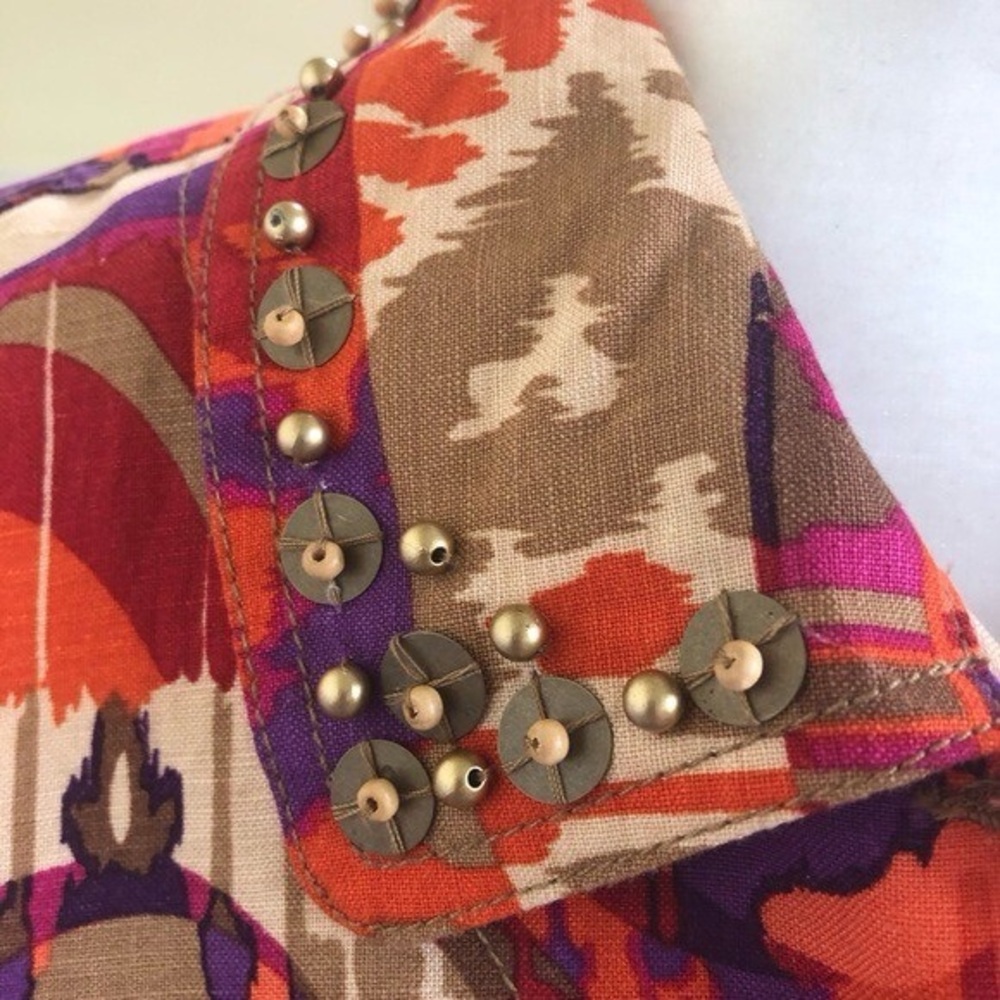 RUBY RD Multicolor Patterned Beaded Linen Jacket … - image 12